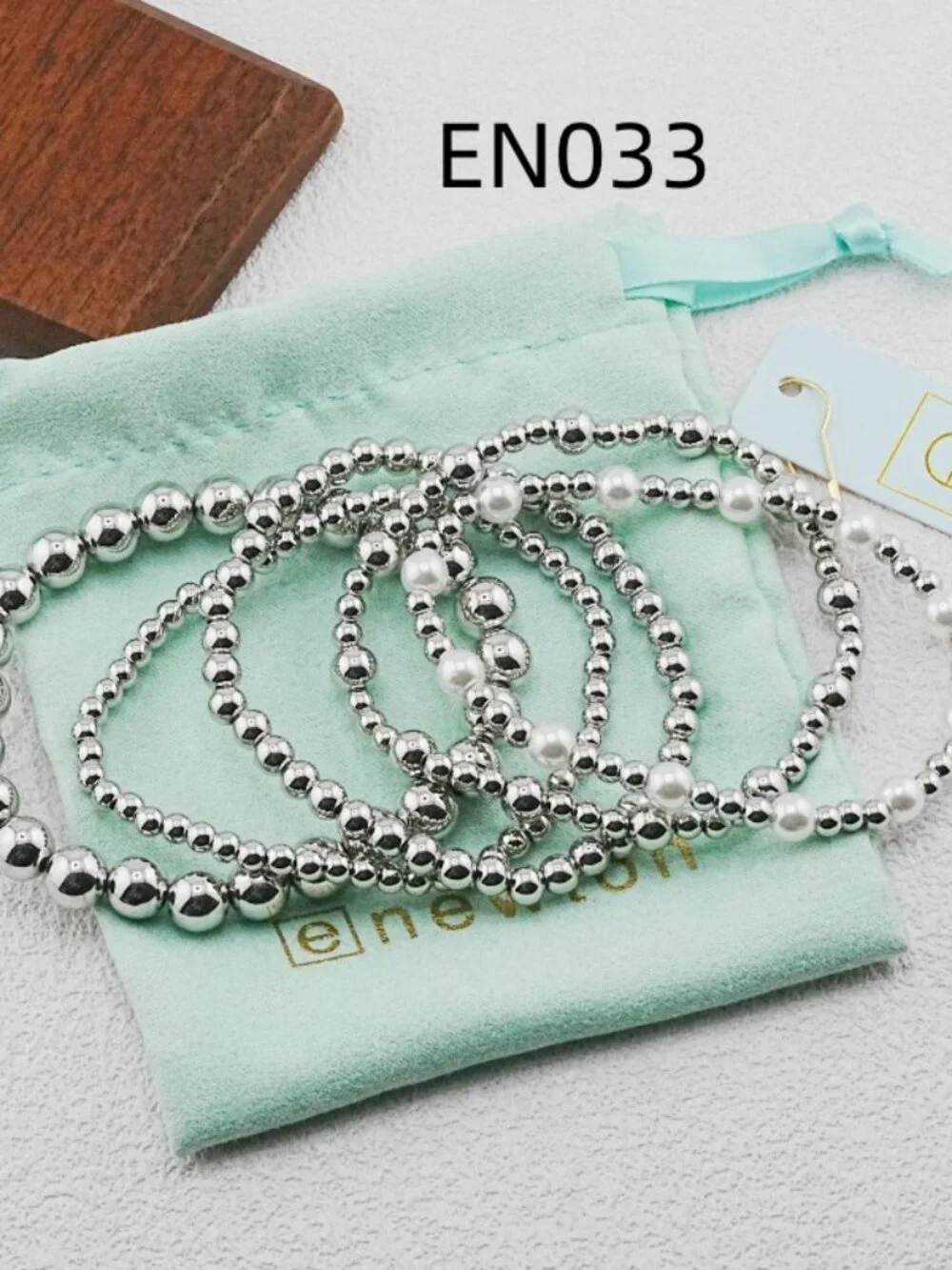 Enewton Platinum Bead & Pearl Five-Piece Bracelet Set